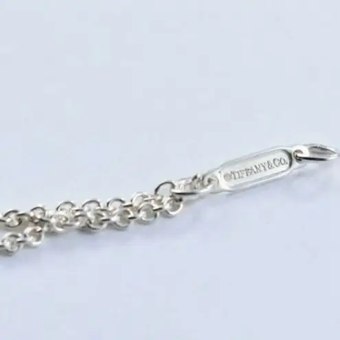 Tiffany & Co. Blue Enamel Infinity Bracelet Double Chain Sterling Silver 6” Rare