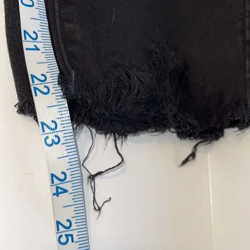 KanCan Women's Cropped Skinny Jeans Mid Rise Shark Bite Fringe Hem Black Size 31