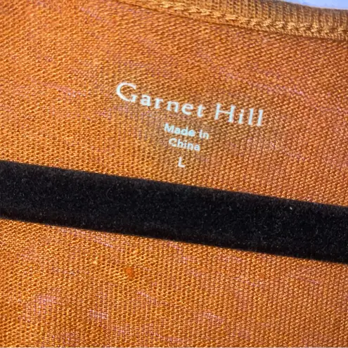 Garnet Hill Embroidered Organic-Linen Split-Neck Tee Size L Casual Boho Peasant