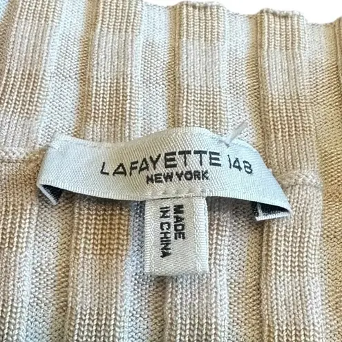Lafayette 148 Gingham Responsible Matte Crepe Short Sleeve Sweater Stretch XS White