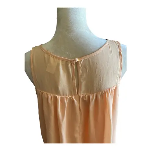 Pinklicious NWOT- stunning peach color chiffon dress, peach color attached slip