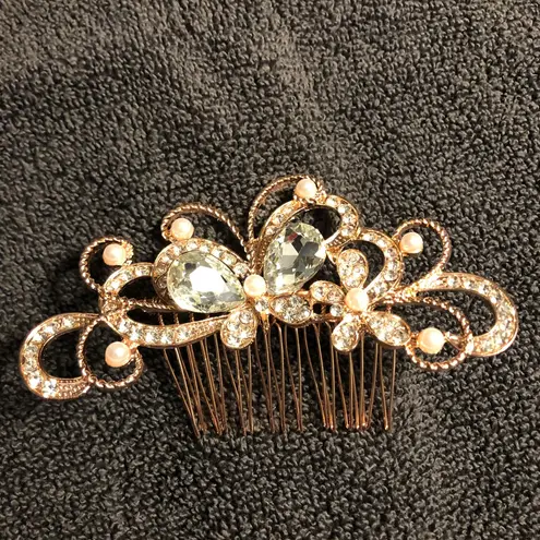 Fancy Wedding bridal hair comb Gold
