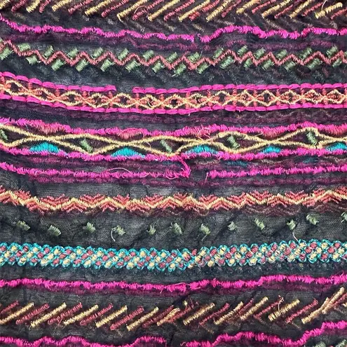 Maeve Women's XXS Naples Embroidered Mesh Blouse Multicolor Ruffle Sleeve