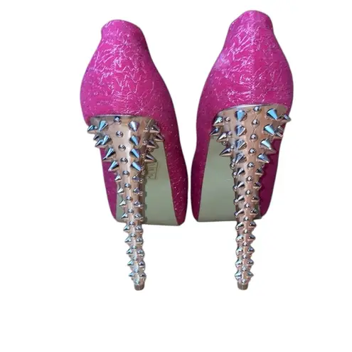 CR Collection Pink Silver and Gold Spiked Stiletto Heels Size 11