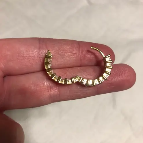 Annie Austen Gold and Cubic Zirconium Tarnish-Free Sparkle Hoop Earrings
