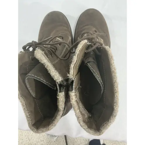 Womans Crown Vintage Rugged 8 M Brown Strappy Zip Up Laces Combat Boots