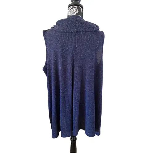 Ana A New Approach Knit Cowl Neck Sleeveless Sweater Everyday Casual School Blue Size 3X