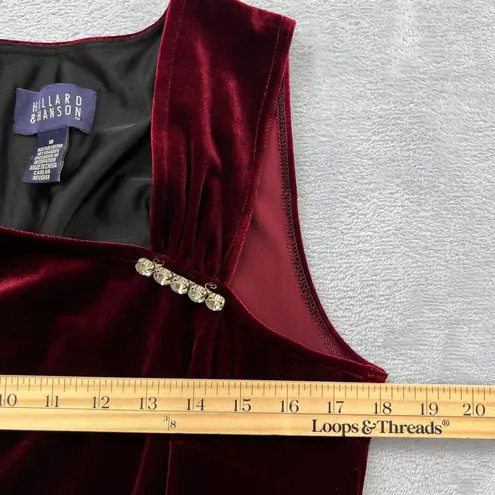 Hillard & Hanson Vtg. Maxi Dress 10 Burgundy Velour Asymmetrical Preppy Classic