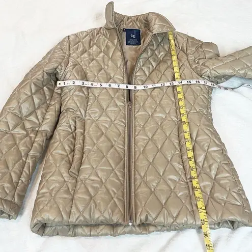 J&R Quilted Puffer Jacket Coat Golden Tan Neutral Full Zip Women’s Medium
