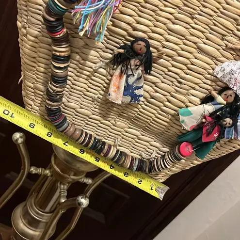 Vintage Woven Straw Basket Handbag Tote Bag