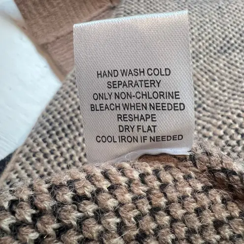 Les Serein Women's L Tan Leopard Knit Open Front Cardigan Chiccore Cozy Size L