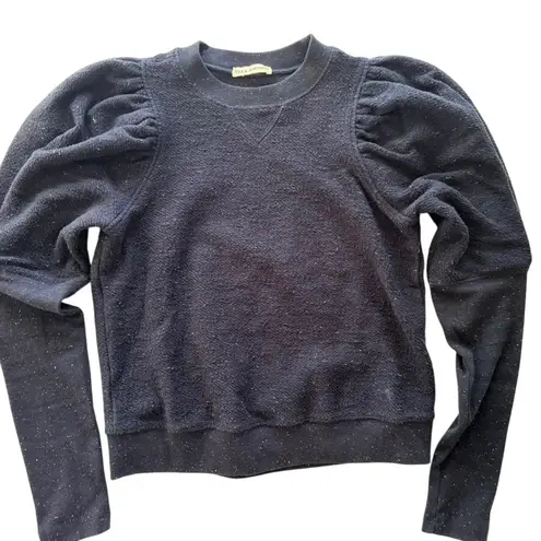 Ulla Johnson Philo Puff Sleeve Top Size Small Navy Blue Cotton Tweed Designer - Image 2