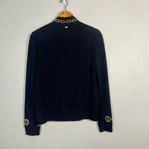 St. John Collection Wool Mock Neck Sweater black gold size medium