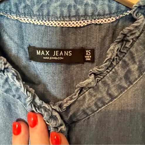 Max jeans Women Dress X-Small Blue 100% Tencel Sleeveless Shift Mini Denim