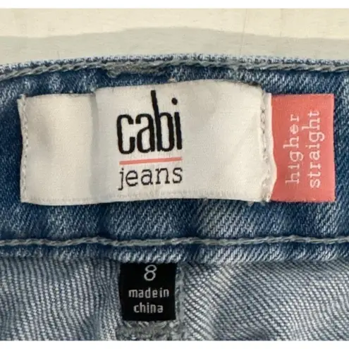 CAbi  Women Jeans Sz 8 Higher Straight High-Rise Light Wash Denim 5-Pocket Casual