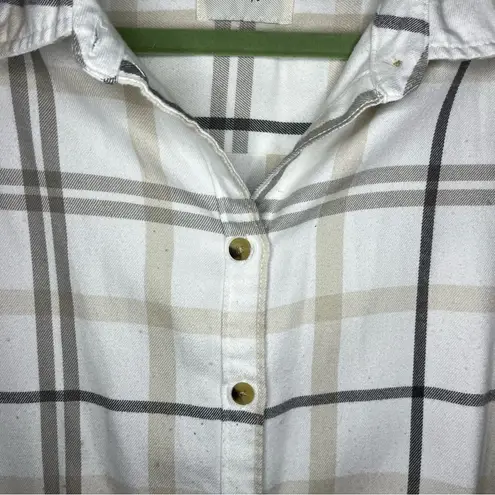 Jachs Girlfriend Women's Super Soft Feel Flannel Shirt Cream Neutral Size XL
