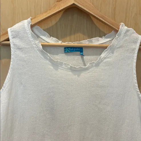 Fresh Produce Tank Sleeveless Cotton Blouse White Ruffle Size XXL