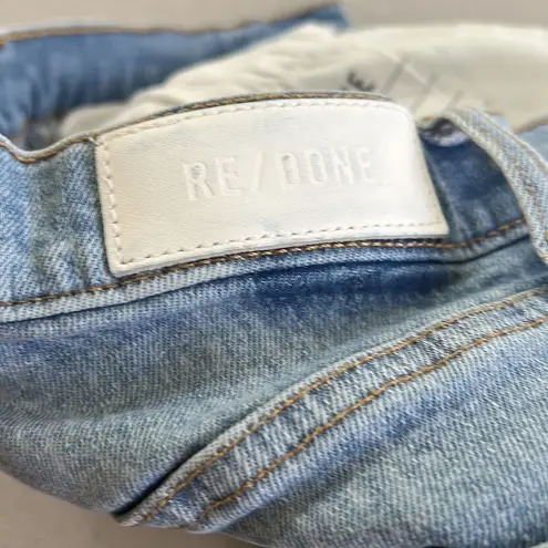 RE/DONE  90s High Rise Ankle Crop Worn Bright Blue Jeans size 25