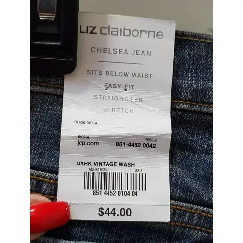 Liz Claiborne  Women Blue Denim Cotton Mid Rise Straight Legs Casual Jeans Pant 8