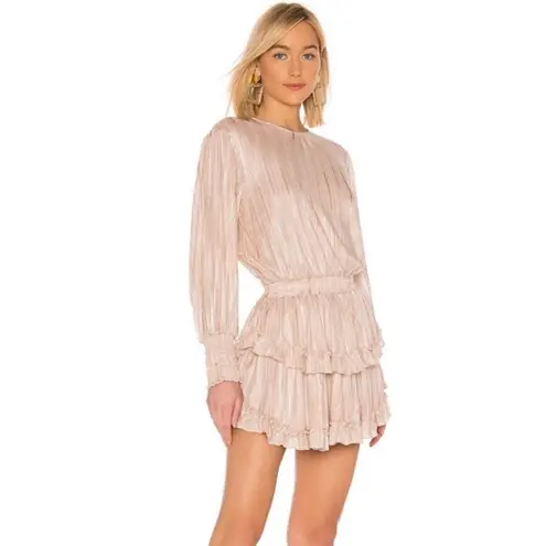 MISA Los Angeles Katia Metallic Rose Gold Stripe Mini Dress Size XS