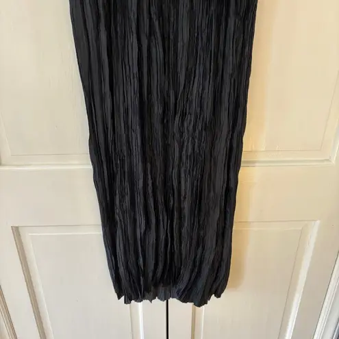 Ulla Johnson Orla Dress Midi Crushed Satin Plisse Size 6 Noir Black Crinkled