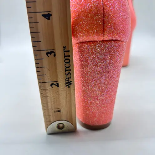 Allegra K Heeled Sandals Womens 6 Glitter Orange Strappy Criss Cross Ankle Strap