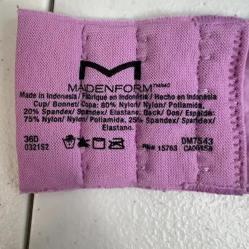 Maidenform 36D Bra Demi T-Shirt Purple Lace Lightly Padded Underwire DM7543