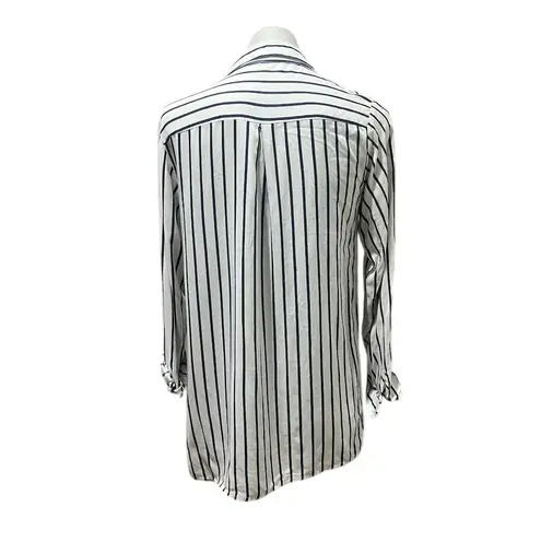 Paper + Tee Paper Tee Women's Striped Button-Up Shirt Black Long Sleeve Standard Size M