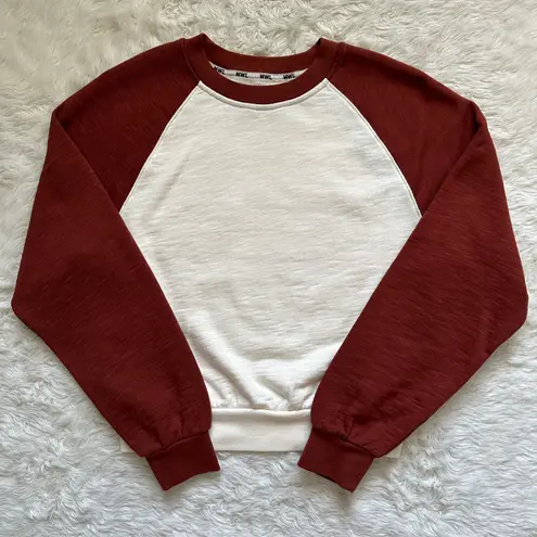 Madewell Sweater MWL Colorblock Baseball Sweatshirt Cotton Dusty Redwood S