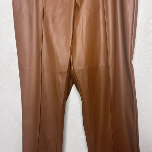 Nine West  Brown Faux Leather Pull On Pant Size Large New