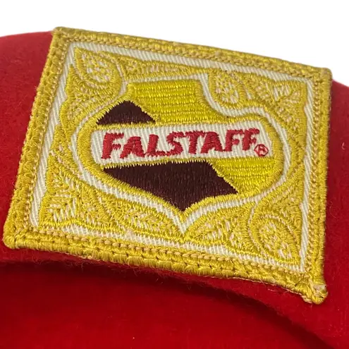 Vintage French Red Wool Beret with Iconic Falstaff Patch