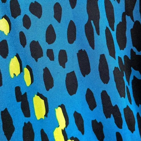 Jamie Sadock Womens Small Short Sleeve Top Blue Golf Animal Print Neon 1/4 Zip