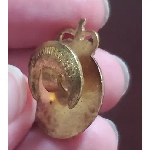 VTG Civil Defence Corps Enamel Hat Lapel Pin Badge Queens Crown Lion Gold Tone