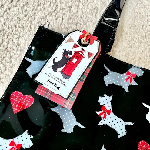 Black Tote Bag with Scottie Dog Print