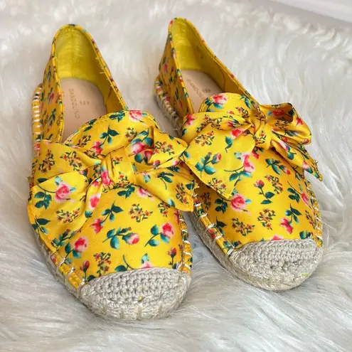 Bandolino Floral Espadrille Shoes with Bow size 7.5M NWOT Yellow Pink Summer