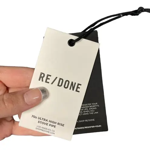 RE/DONE '70s Ultra High Waist Stove Pipe Jeans in Worn Blue Size 26