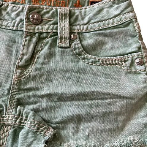 Rock Revival  Jacklyn VTG  Green Denim Shorts Y2K size 26