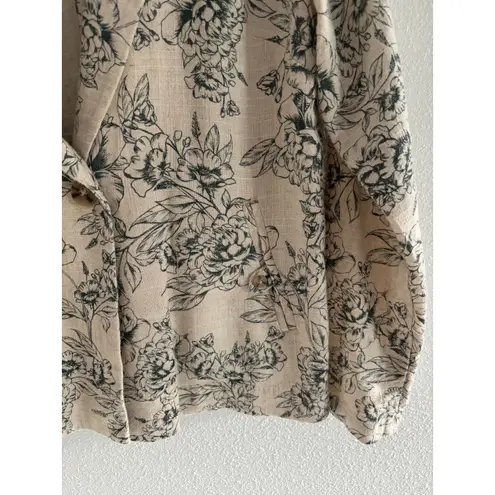 J Jill Blazer Womens XS Natural Green Oversized Linen Preppy Coastal Career