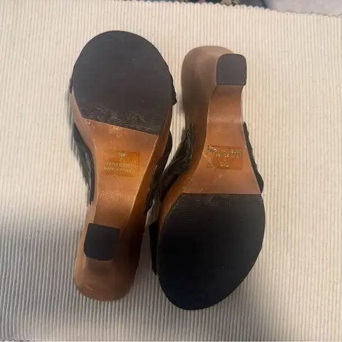 Yellow Box Black and Brown Mules Comfortable Slip-On Design