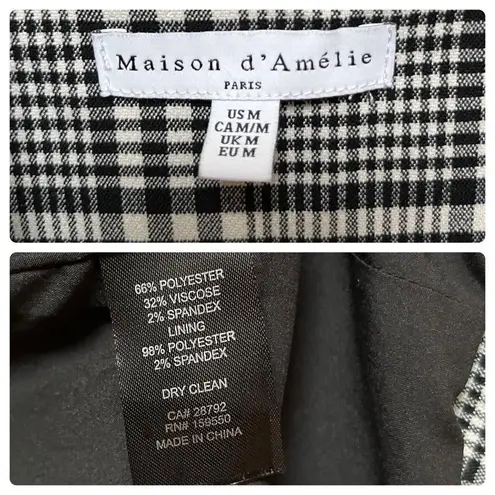 Maison d' Amelie Gingham Plaid One Button Pocket Blazer Size Medium Multiple