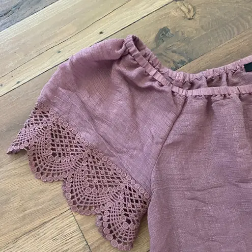 Harvé Benard Boho Lilac Ruffle Blouse Crotchet