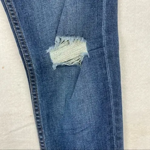 Parker Jeans Womens Size 7 Stretch Mid Rise Distressed Medium Wash Denim Skinny Blue