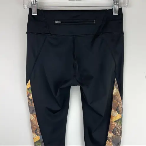 Athleta  Sz XS Black Asymmetrical Mesh Sonar Tights Leggings Honeycomb Print - Image 7