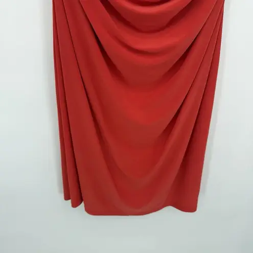 MSK Red Cowl Neck Ruched Formal Dress Rhinestone Size 16 Y2k