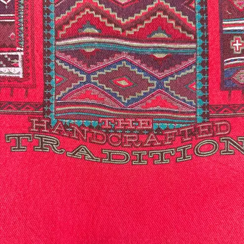 Bonjour Vintage Sleeveless Hoodie Red Southwest Aztec Plus Size 18/20 90s Retro