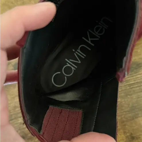 Calvin Klein  Nanuka Bordeaux Suede Ankle Boots - Size 9.5