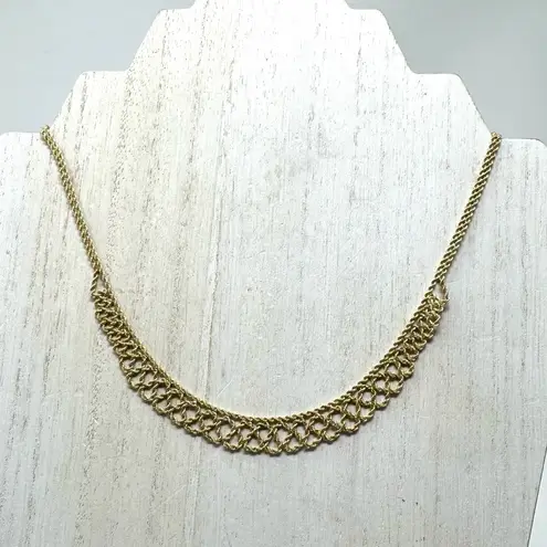 Twisted 14K solid yellow gold  mesh rope necklace, 5.4g