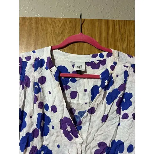 CAbi  Purple & Blue Floral Top Woman’s Size Medium