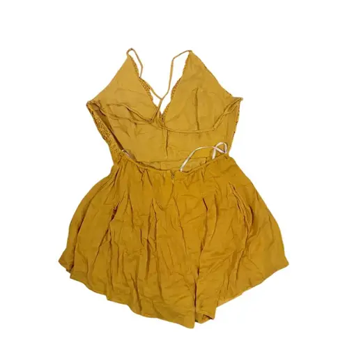Lulus Mustard Yellow Lace Backless Romper Women's S Party Cocktail