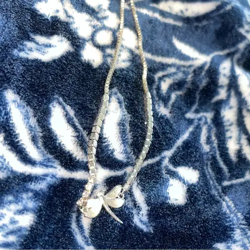 VTG Sterling Silver .925 Signed SU Rhinestone CZ Dragonfly Adjustable Bracelet